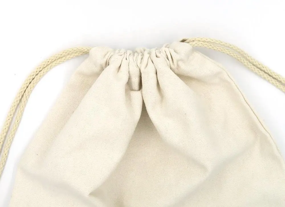 Bán buôn tùy chỉnh kích thước sinh thái thân thiện tái chế đồng bằng in bông lớn vải Pouch drawstrings túi bụi với dây biểu tượng