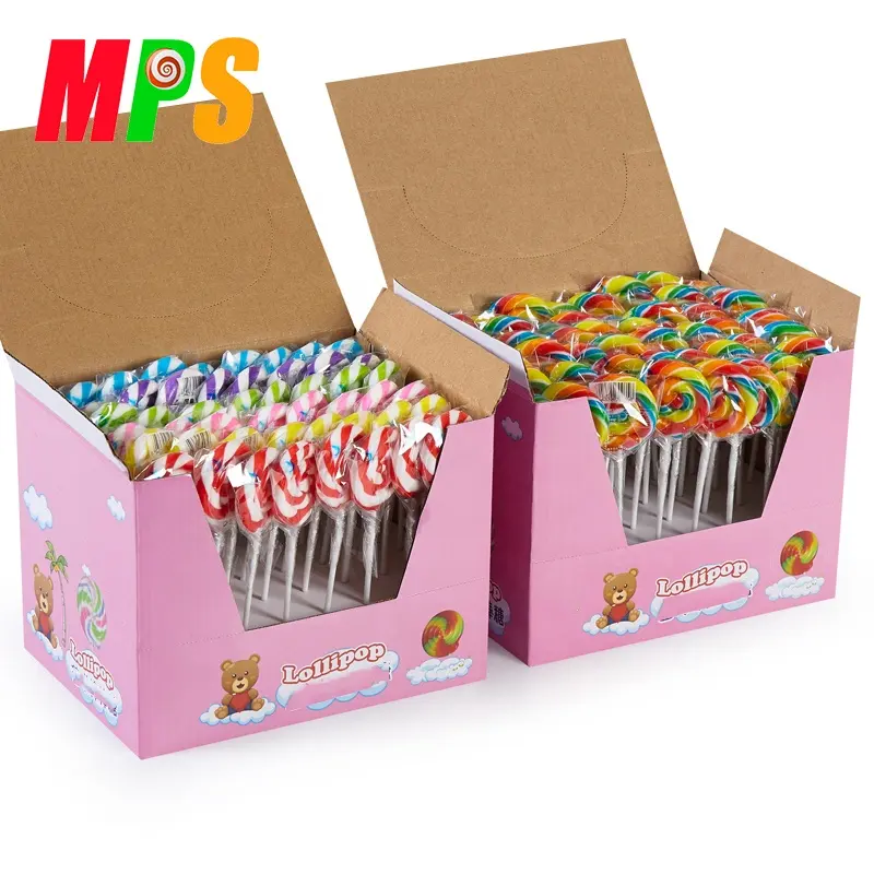12g di Frutta Sapore Turbinio di Figura Rotonda Hard Candy Lollipop con la Scatola di Imballaggio