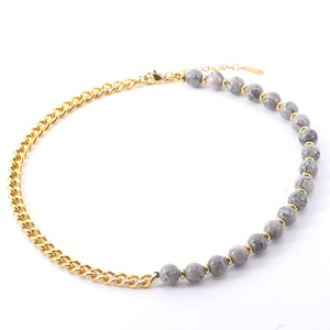 Kalung manik-manik 8mm batu permata Onyx hitam mata harimau baja tahan karat 2025 untuk pria - Product Image 3