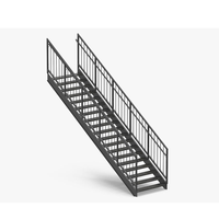 Escalier d'extérieur droit en acier au carbone noir bon marché CBMMART usine de Chine