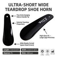 Kotak Sepatu Plastik Ultra-Pendek 11cm 4.3 Inci, Ramah Lingkungan, Ringan, Bentuk Tetesan Air, Logo Dapat Dicetak, 4 Warna