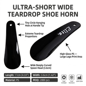 Chausse-pied ultra-court et large de 11 cm (4,3 pouces) en PS, forme goutte d'eau, personnalisable avec logo, 4 couleurs, boîte à <span class=keywords><strong>chaussures</strong></span> cadeau, OEM, MOQ 2000 pièces - Product Image 3