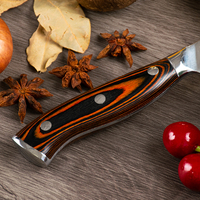 Couteau Santoku universel professionnel de cuisine japonaise STELLAR 7 pouces en acier inoxydable 5Cr15 avec manche en bois Pakka, ambidextre