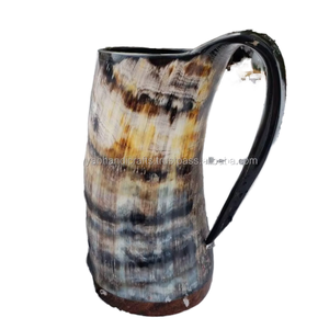 Natural Horn Original <b>Viking</b> Drinking Horn Mug Authentic Beer Horn Tankard <b>Cup</b> Agate - Product Image 1