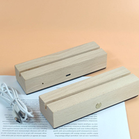 Lampe intelligente LED en bois rechargeable, support de lampe en bois massif pour éclairage nocturne en acrylique, formes rondes et carrées, batterie 400 mAh