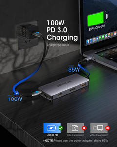 Docking Station Aluminium Alloy 8-in-1 Kustom USB3.2 10Gbps USB-A/C 100W PD untuk 2.0 Dual 4K untuk <span class=keywords><strong>MST</strong></span>/SST Dukungan MicroSD Stok Tersedia - Product Image 5