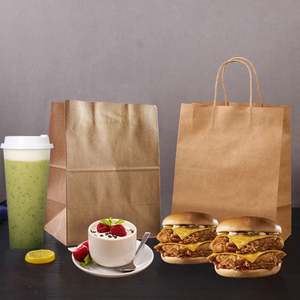 Bolsas de Papel Kraft Marrón con Impresión Personalizada, Bolsas de Papel para Llevar Comida, Bolsas de Papel Kraft con Asas y Logotipo - Product Image 1