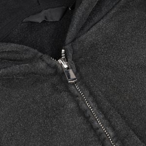 Nuevo diseño personalizado ropa de calle de peso pesado lavado con ácido cortar y coser sudaderas con capucha desgastadas Rip doble capa recortada sudaderas con capucha para hombres - Product Image 4