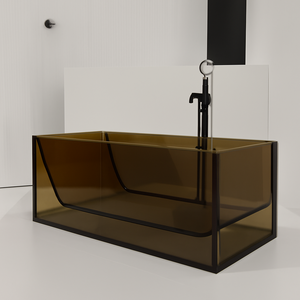 La elegante bañera del baño está separada del lujoso baño del hotel, con decoración moderna y una amplia vista. - Product Image 1