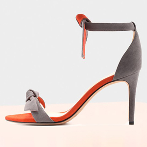 Sandalias de Mujer Hechas a Mano con Punta Redonda, Tacón Alto Delgado Gris y Correa de Mariposa, Ideales para Fiestas - Product Image 3