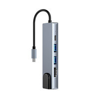 VONN Hub tipe-c multifungsi, Hub tipe-c 100mbps PD USB Ethernet ke HDTV untuk PC/Laptop