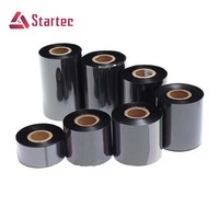 Pita Transfer Termal Hitam Berkualitas Tinggi Pita Resin Tahan Panas Kompatibel dengan Zebra TSC untuk Pencetakan Label Kemasan