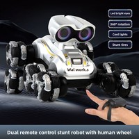 Chien robot mécanique télécommandé pour enfants, détection de geste, bras pivotant, huit roues motrices, tout-terrain