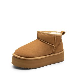 Confortable mode femmes classique hiver <span class=keywords><strong>daim</strong></span> en cuir véritable cheville bottes de neige Mini plate-forme plat anti-dérapant bottes - Product Image 1