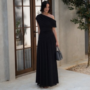 FS11122A vendita calda Sexy monospalla increspato abito da donna abiti lunghi - Product Image 3