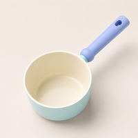 Casserole antiadhésive en céramique 18/20 cm avec couvercle, compatible induction, gaz et électrique, idéale pour la préparation saine du lait en cuisine