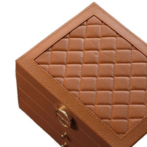 Jewelry Box Leather Storage Organizer With Compartments For Necklace Earring <b>Ring</b> Watch Travel <b>Size</b> 25.21*<b>11</b> Solid Color - Product Image 5