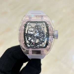 Montre sportive mécanique automatique haut de gamme pour femme, luxueuse et élégante, entièrement transparente, avec cristaux de saphir roses - Product Image 6
