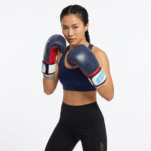 Custom Logo Premium <b>Leather</b> Boxing <b>Gloves</b> High Quality <b>Navy</b> Blue Red Boxing <b>Gloves</b> for Professional Boxing wrist supportive - Product Image 2