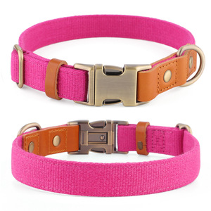 New Design Natural Hemp Adjustable Pet <b>Collars</b> Id <b>Name</b> Breathable Hardware <b>With</b> Leather Logo OEM For <b>Dogs</b> - Product Image 2
