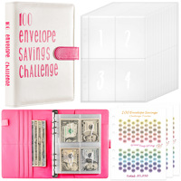 Nouveau Style mignon bloc couleur cuir Pu 6 anneaux économie d'argent défi livre classeur 100 enveloppe économies défi A5 budget classeur