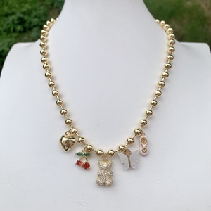 BD-C3482 Fashion <strong>Necklace</strong> for Women Men Multi Charm <strong>Necklace</strong> Cherry Bear Smile Mushroom <strong>Ball</strong> Chain <strong>Necklace</strong>