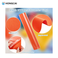 Rouleau de Vinyle de Transfert Thermique (HTV) Hongcai à Flockage 3D, Film Flocké Personnalisé de Haute Qualité pour Textiles et T-shirts