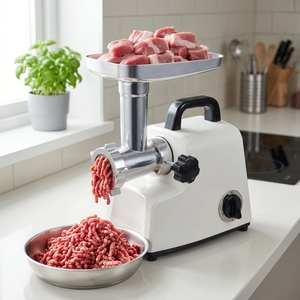 Hachoir à viande professionnel en fonte de qualité supérieure, moteur entièrement en cuivre, 2 vitesses, système anti-colmatage avec marche arrière # Hachoir à viande commercial de qualité supérieure pour la maison (8 pièces) - Product Image 6