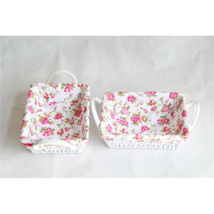 Panier de rangement en tissu floral, panier rectangulaire en coton tissé pour fruits et articles divers - Product Image 3