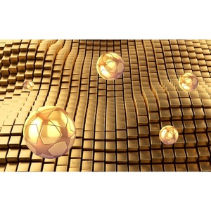 Papier peint Photo personnalisé 3D, tapisserie décorative sur mesure pour mur d'accent, boule d'or abstraite stéréo - Product Image 4