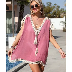 2023 Lace White Beach Cover Up Dress Tunic Long Pareos Bikinis Cover Ups Swim Cover Up Robe Plage Beachwear