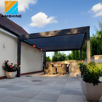 Pérgola Bioclimática Motorizada Premium de Aluminio con Techo Retráctil de Láminas, Luces LED, Gazebo para Exteriores, Patio, Jardín, Pabellón