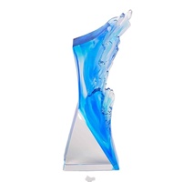 Trophée personnalisé en cristal K9 bleu poli et gravé, écologique, haut de gamme, pour cadeaux d'affaires et artisanat