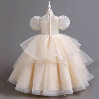 Robe de demoiselle d'honneur princesse pour filles de 1 à 12 ans, robe de bal formelle en tulle bouffant superposé, longueur ras du sol, satin écologique respirant