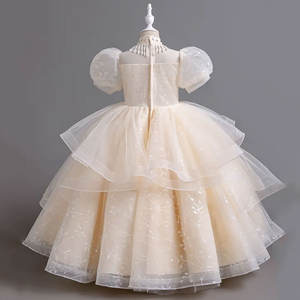 Robe de princesse à fleurs pour filles de 1 à 12 ans Robe de bal en tulle gonflé avec paillettes scintillantes et appliques brodées - Product Image 2