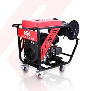 Kuhong QE1750 50lpm 2465Psi 170bar 27HP essence haute pression nettoyage vidange égouts jetter machines à laver