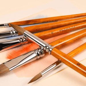 Pinceaux d'<span class=keywords><strong>aquarelle</strong></span> professionnels, 6 pièces, ronds pointus, langue de chat, lavage ovale, Dagger Kolinsky, pinceaux de peinture d'<span class=keywords><strong>aquarelle</strong></span> pour l'art - Product Image 2