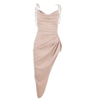 Champagne coupe basse sable cuisse fendue drapée Sexy Maxi robe sans manches dos nu fête mariage longues robes