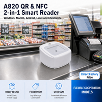 Escáner de Códigos de Barras 1D 2D QR con Lector RFID NFC de 13.56MHz, USB de Escritorio Manos Libres para Terminal POS Médico y Farmacéutico A820