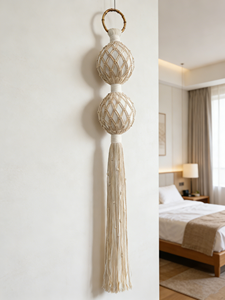 Tapiz de macramé <span class=keywords><strong>mexicano</strong></span> con flecos individuales y diseño de cuadrícula, artículos decorativos para colgar en la pared, para un hogar acogedor - Product Image 6