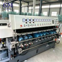 Machine de chanfreinage et de polissage de bords de verre PLC 11 Motors, utilisée pour le traitement du verre des rampes d'escalier en spirale de structures en acier