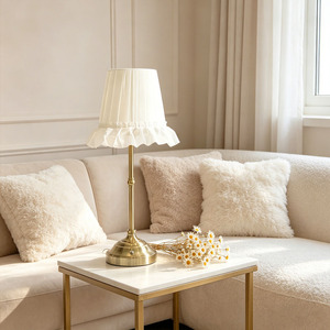 Lámpara <span class=keywords><strong>de</strong></span> Mesa Vintage <span class=keywords><strong>de</strong></span> Lujo con Brillo Ajustable y Pantalla <span class=keywords><strong>de</strong></span> Tela para Estudio, Hotel, Sala <span class=keywords><strong>de</strong></span> Estar, Dormitorio, Mesita <span class=keywords><strong>de</strong></span> <span class=keywords><strong>Noche</strong></span> - Product Image 4