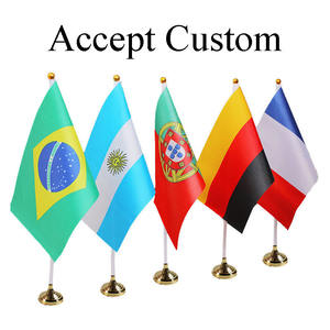 Vente en gros de mini drapeau de table de bureau 15*21 cm personnalisés mât de drapeau en plastique polyester pour la décoration - Product Image 5