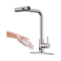 Robinet de cuisine moderne sans contact, pulvérisateur à tirette, capteur de mouvement, nickel brossé, céramique, acier inoxydable, poignée unique