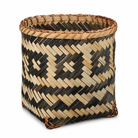 Panier tissé géométrique fait main, Organisateur bicolore, Rangement de salon à base carrée, Vente en gros OEM, Panier de rangement tissé