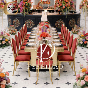 Chaise de mariage en acier inoxydable à dossier rond de conception dorée pour événements en plein air modernes - Product Image 2