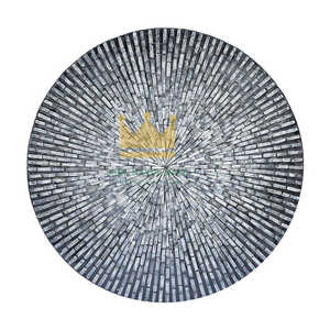 Mesa de centro Mother of Pearl-Mesa de madera hecha a mano con detalle de incrustaciones para sala de estar e interiores elegantes - Product Image 3