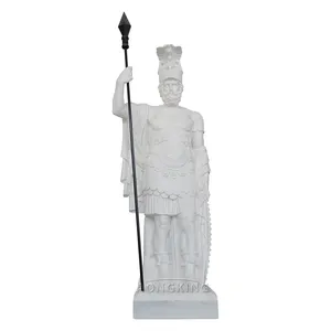실물 크기 그리스 로마 백색 대리석 전사 군인 대리석 군 동상 조각품