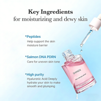 Sérum pour le visage éclaircissant à l'ADN de saumon PDRN OEM, sérum multi-peptides pour la peau repulpante, sérum multi-peptides pour une peau éclatante