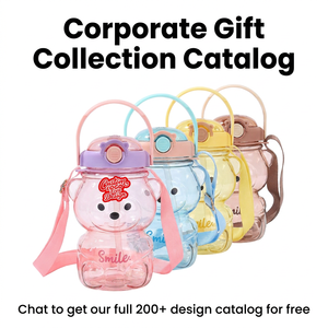 Nova Chegada Urso Bonito Ao Ar Livre Portátil Dos Desenhos Animados Urso Copo Garrafas De Água De Plástico Viagem Caneca Barriga Garrafa para Crianças Crianças - Product Image 1